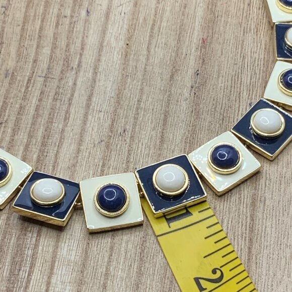 Talbots Navy & Cream Geometric Style Necklace - Picture 4 of 8